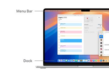 A tour of macOS navigation, like the Menu Bar at the top of the MacBook device display screen and Dock.