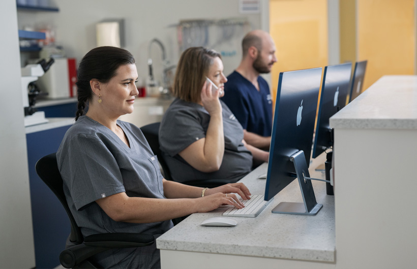 O iMac proporciona às equipas acesso rápido às fichas dos pacientes.