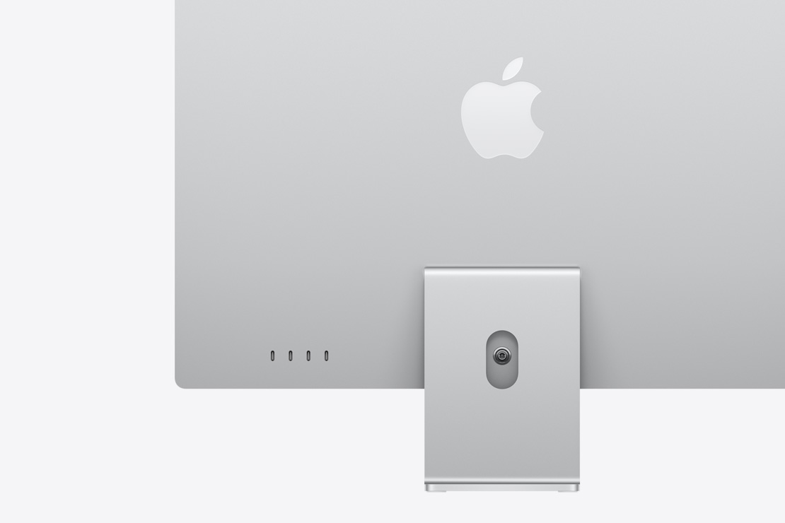 銀色 iMac 背面圖,突顯 4 個 USB-C 埠