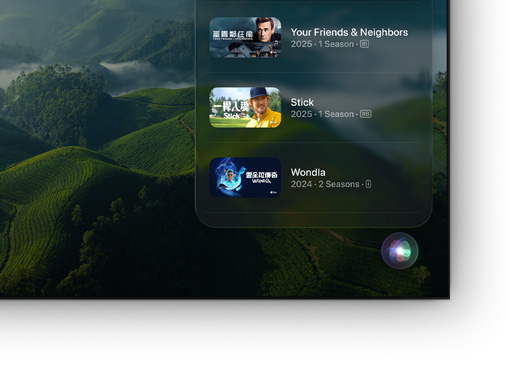 平面電視螢幕顯示 Apple TV+ 電影及節目列表