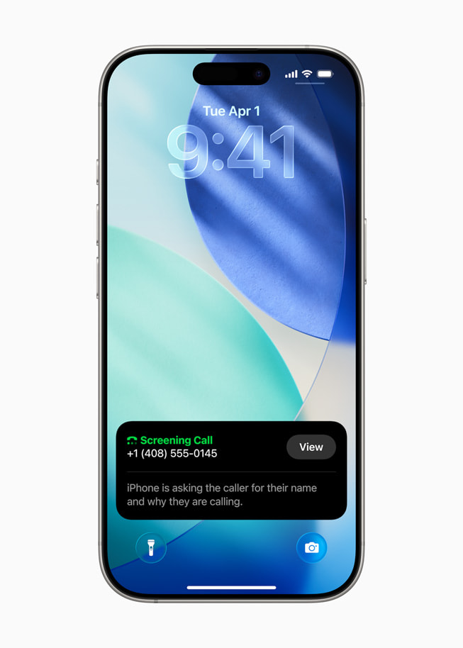 The new Call Screening feature is shown on iPhone 16 Pro.