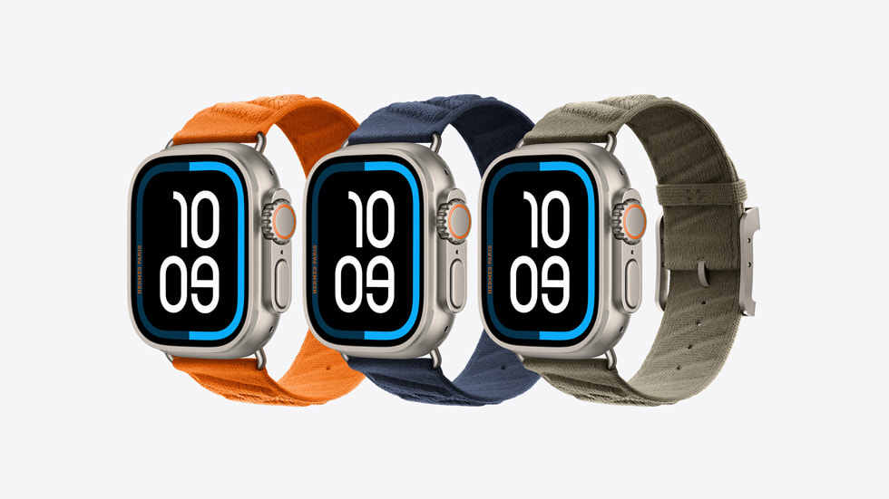 The new colors for the Hermès En Mer band for Apple Watch Ultra 3.