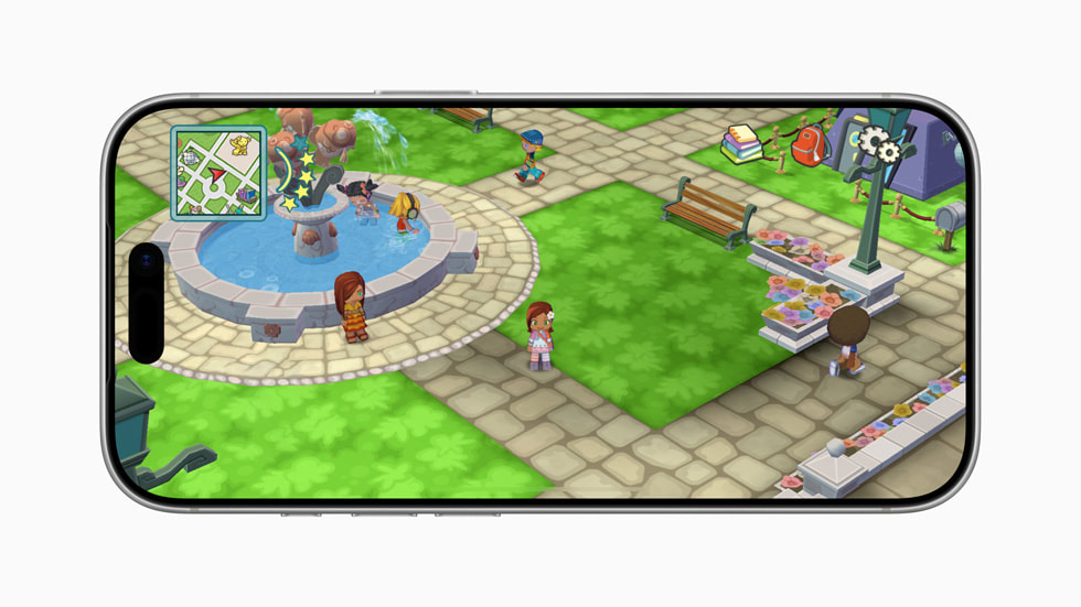 MySims gameplay displayed on iPhone 17 Pro.