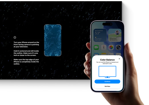 iPhone wird zum Einstellen der Farbbalance eines Fernsehers verwendet