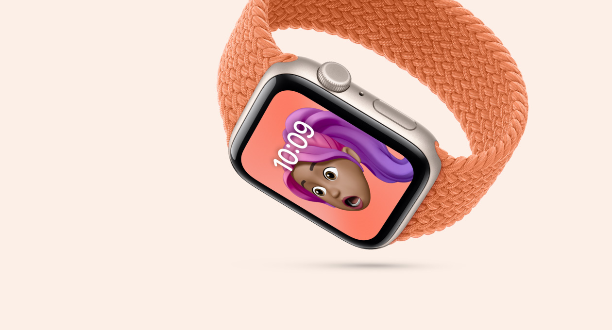 Apple Watch SE 3, алуминиев корпус, астро бял цвят, дисплей с устойчиво на напукване стъкло, каишка, Braided Solo Loop, цвят куркума