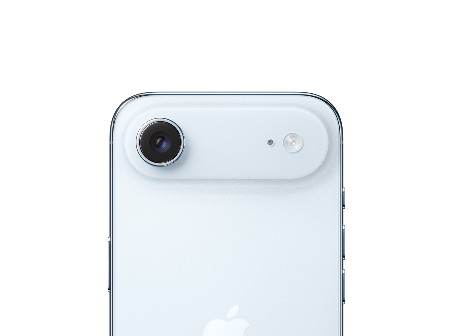 天藍色 iPhone Air 的機身背面,融合相機系統擴展平台在最上方