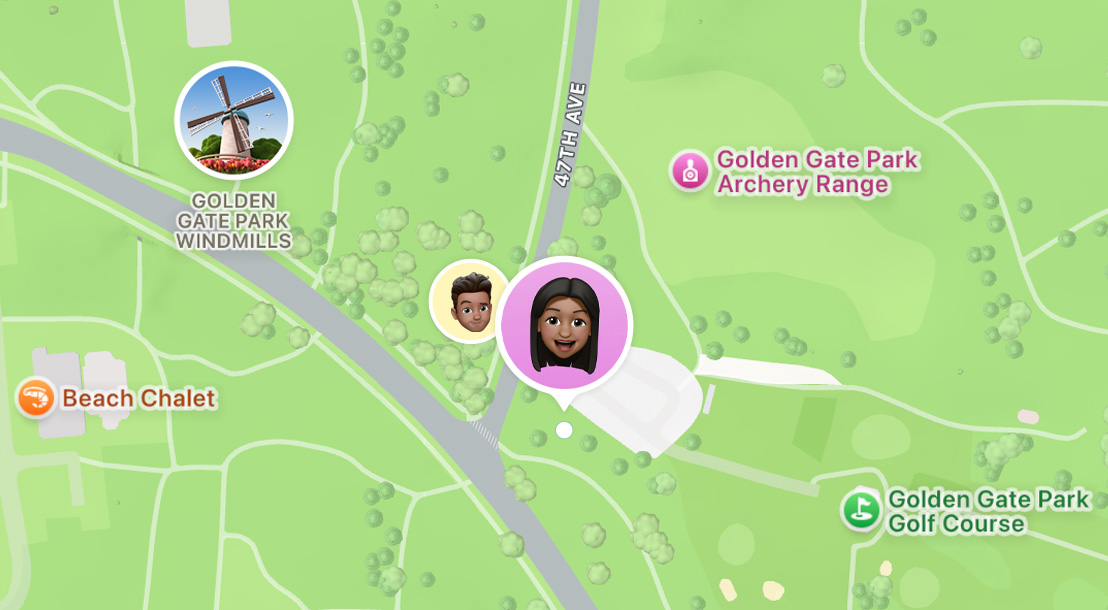 Friends’ location on Find My app map